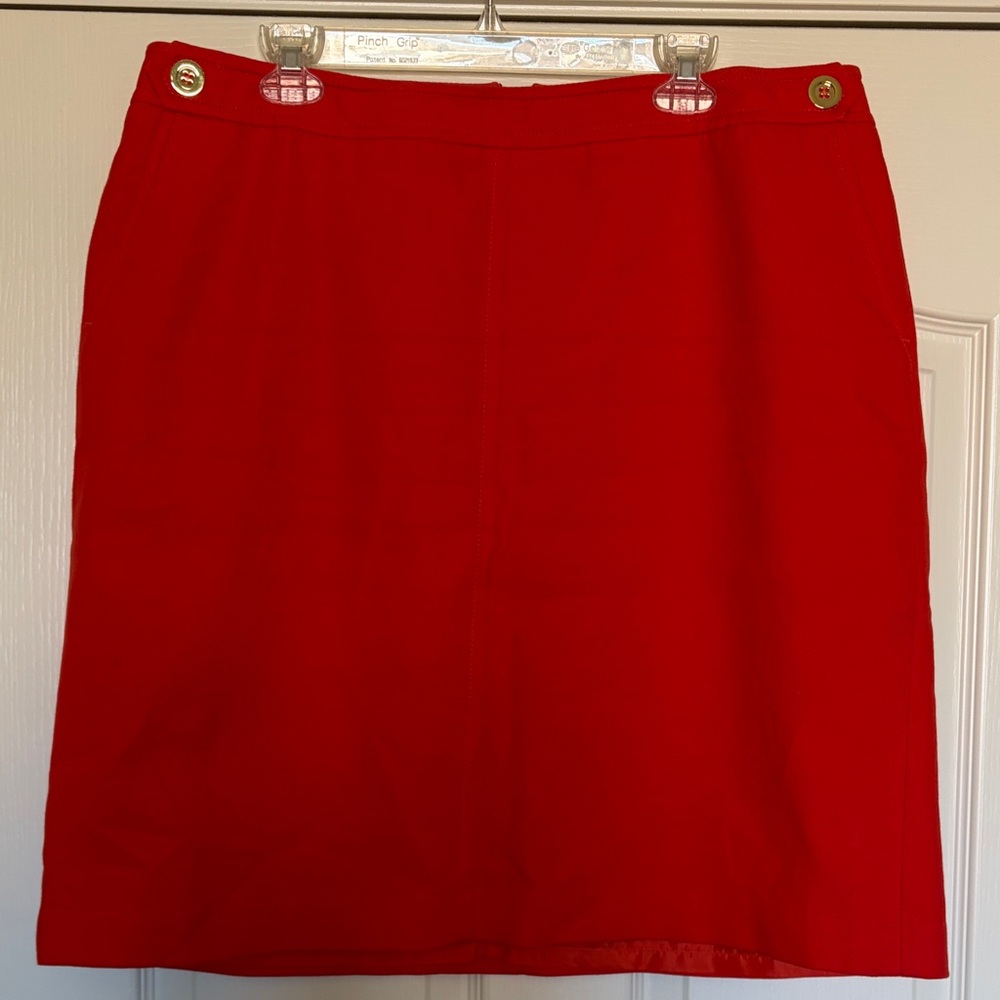 Talbots Vibrant orange Skirt with Gold Button Accents pencil work career 16w 14w